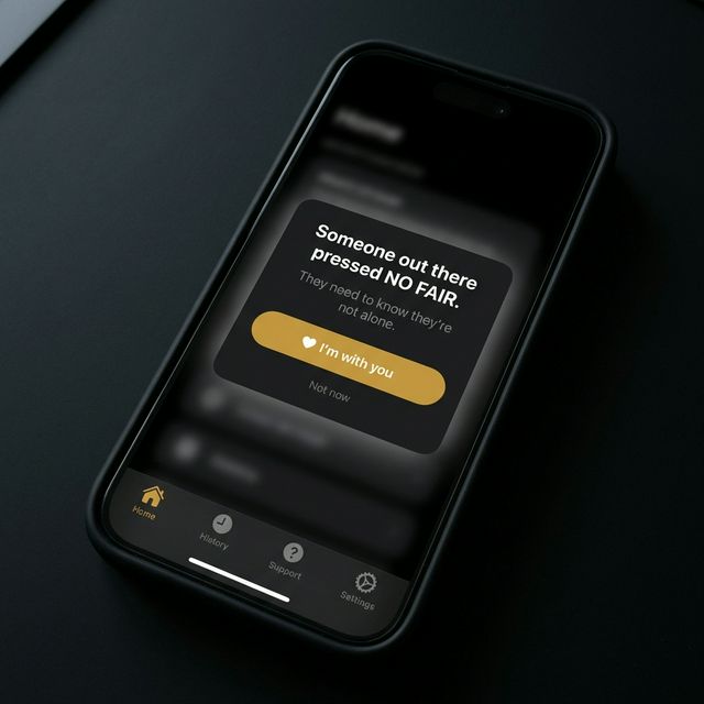 No Fair app — I'm with you support button